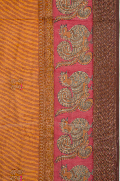 Chanderi Cotton Printed Mustard Yellow Saree