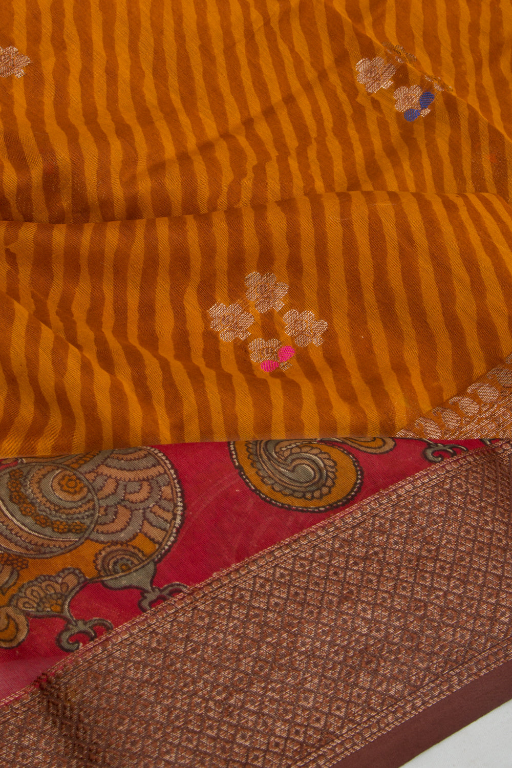 Chanderi Cotton Printed Mustard Yellow Saree