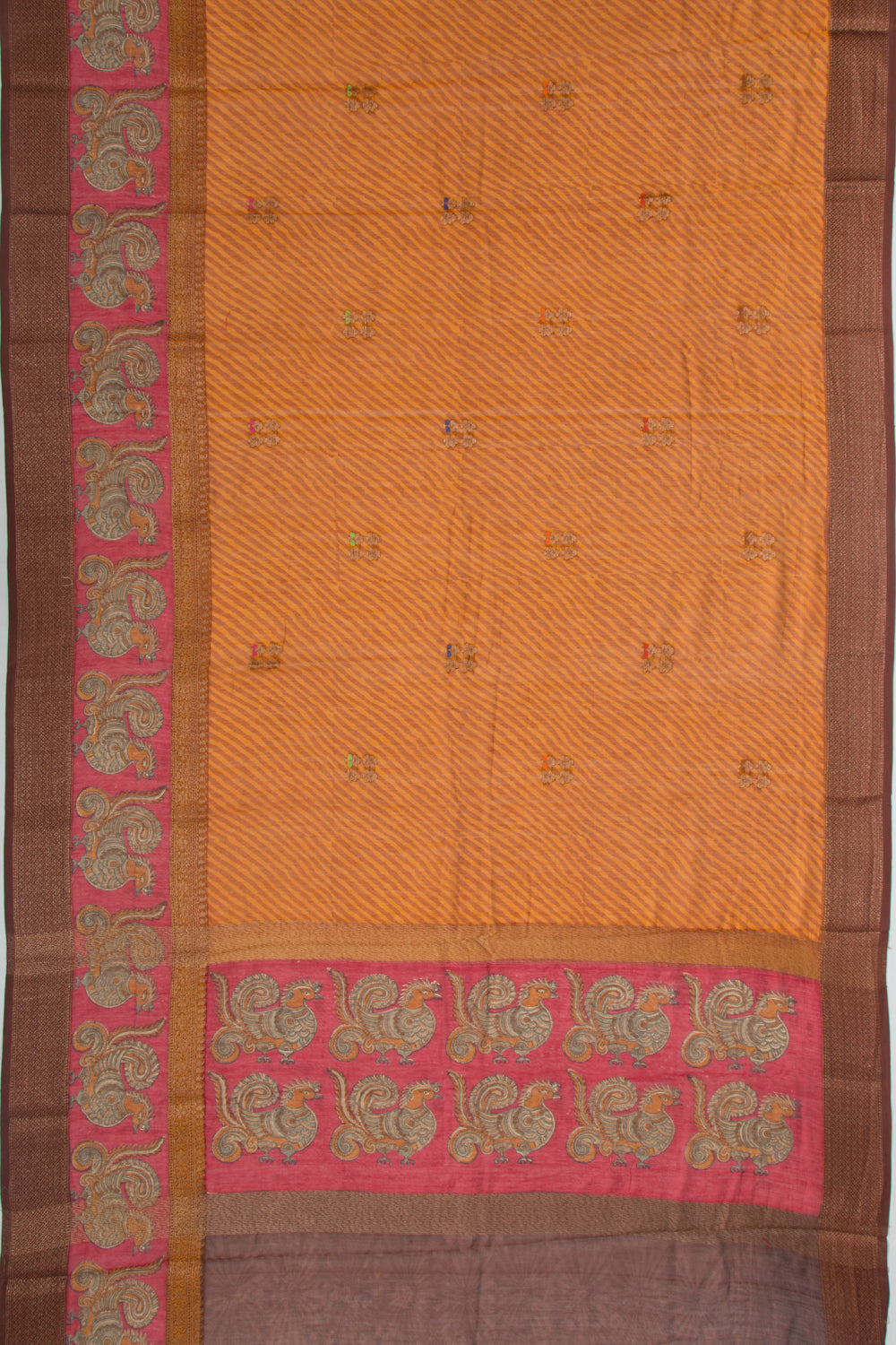 Chanderi Cotton Printed Mustard Yellow Saree