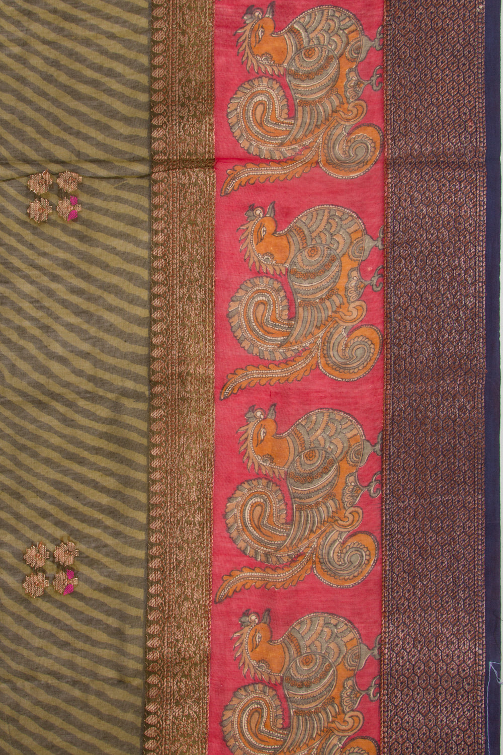 Chanderi Cotton Printed Green Saree