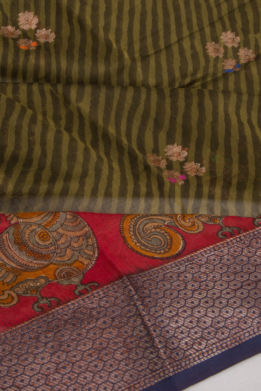 Chanderi Cotton Printed Green Saree
