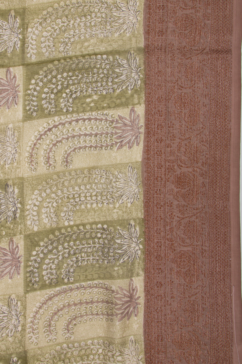 Chanderi Cotton Printed Green Saree