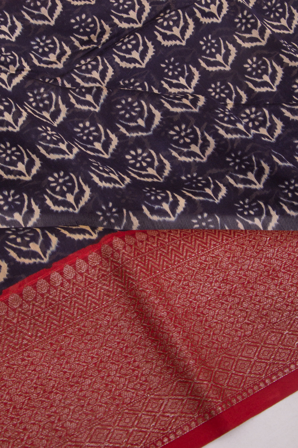 Chanderi Cotton Printed Dark Blue Saree