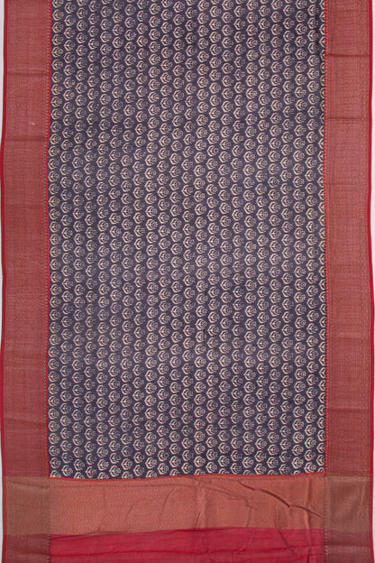 Chanderi Cotton Printed Dark Blue Saree