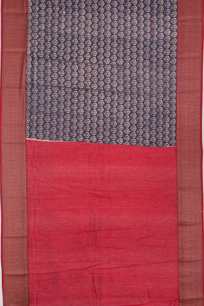 Chanderi Cotton Printed Dark Blue Saree