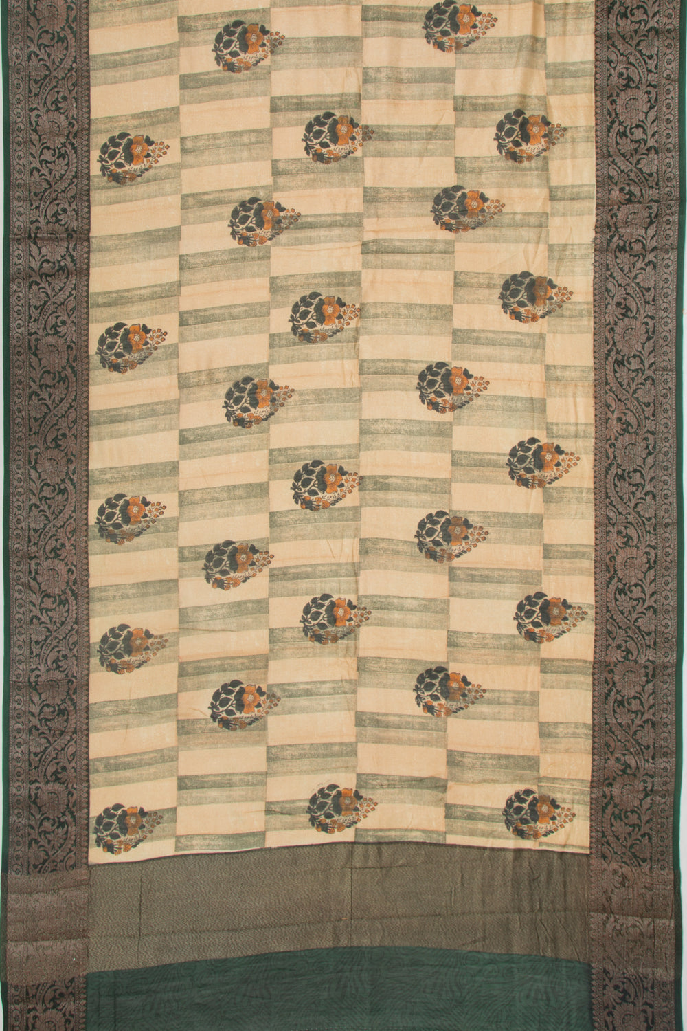 Chanderi Cotton Printed Cream Saree