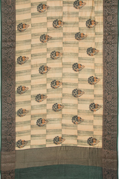 Chanderi Cotton Printed Cream Saree