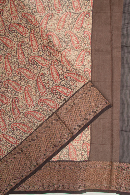 Chanderi Silk Printed Black Saree