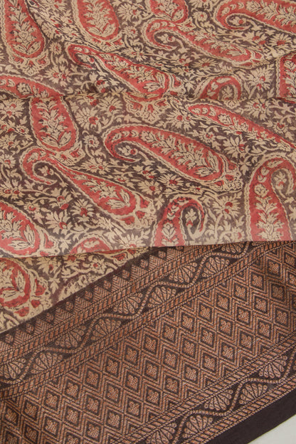 Chanderi Silk Printed Black Saree