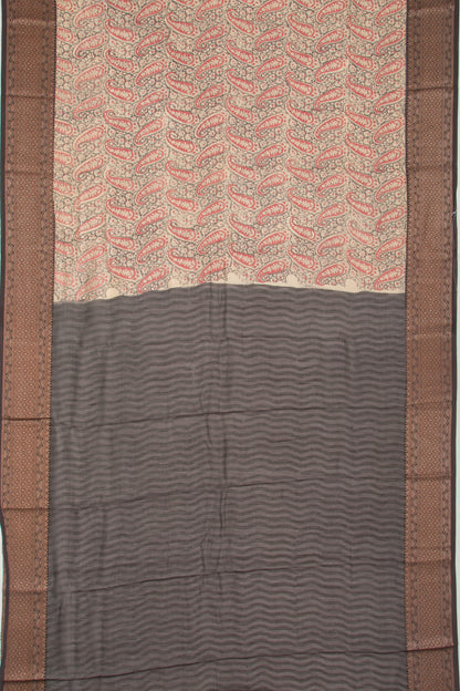 Chanderi Silk Printed Black Saree