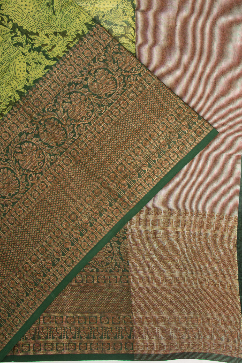 Chanderi Cotton Printed Green Saree