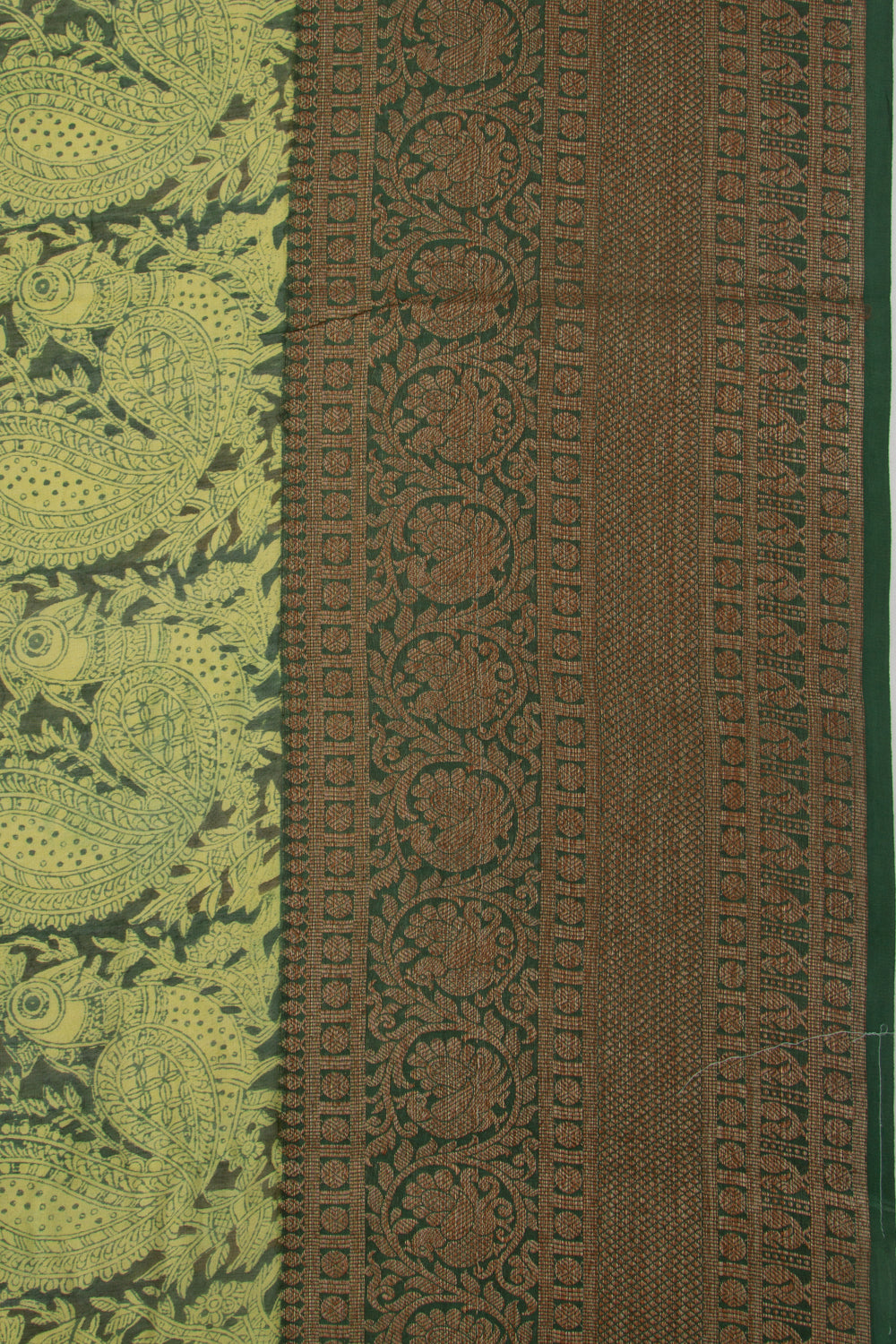 Chanderi Cotton Printed Green Saree