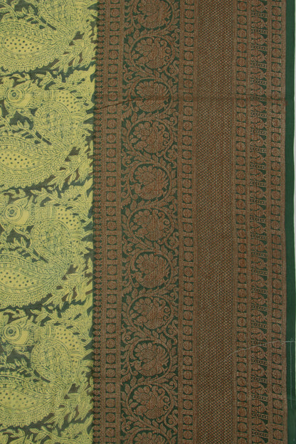 Chanderi Cotton Printed Green Saree