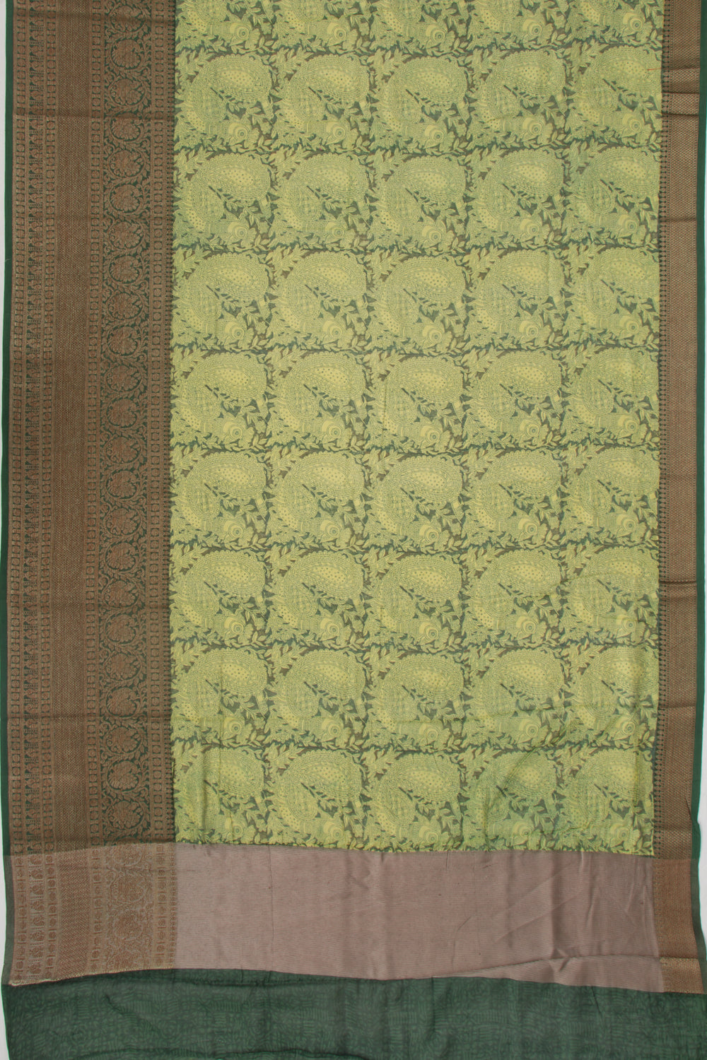 Chanderi Cotton Printed Green Saree