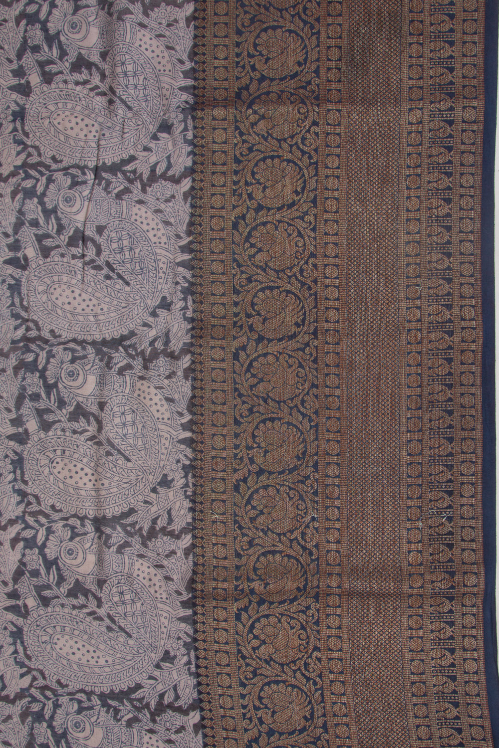 Chanderi Cotton Printed Dark Blue Saree