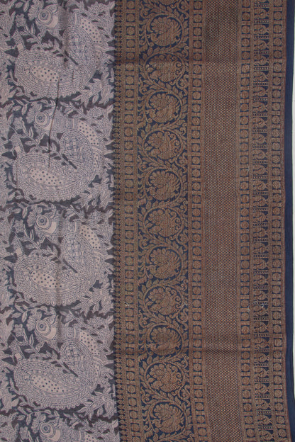 Chanderi Cotton Printed Dark Blue Saree