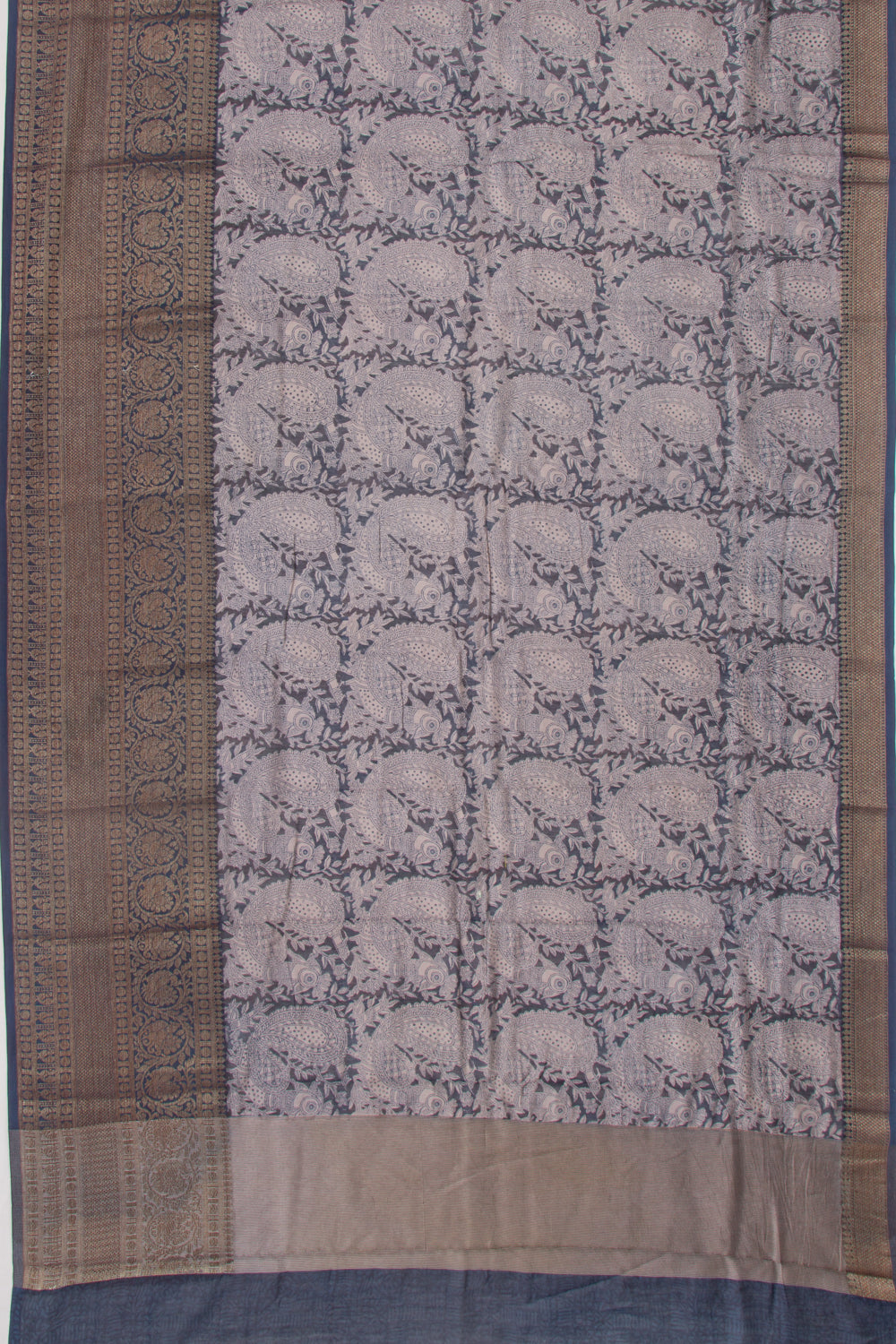 Chanderi Cotton Printed Dark Blue Saree