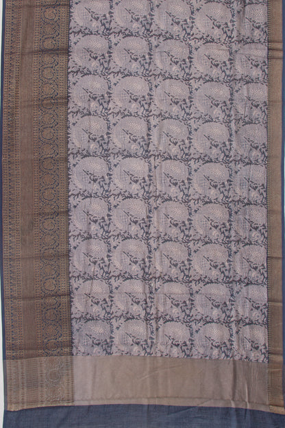 Chanderi Cotton Printed Dark Blue Saree