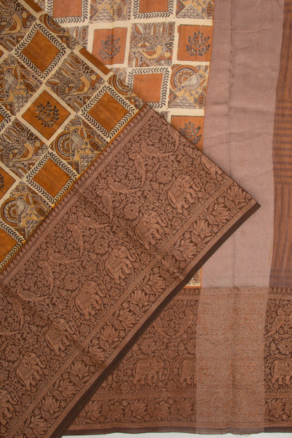 Chanderi Cotton Printed Cream Saree