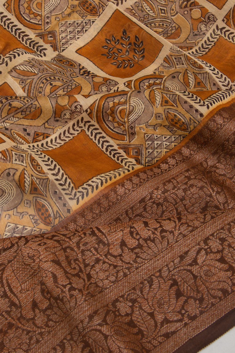 Chanderi Cotton Printed Cream Saree