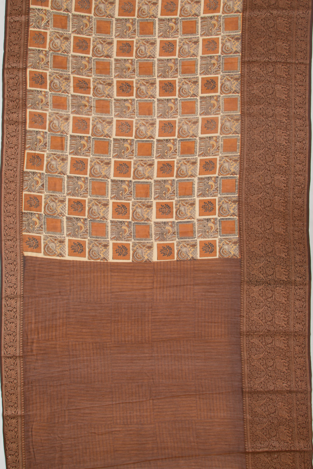 Chanderi Cotton Printed Cream Saree