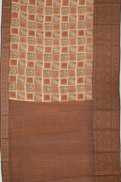 Chanderi Cotton Printed Cream Saree