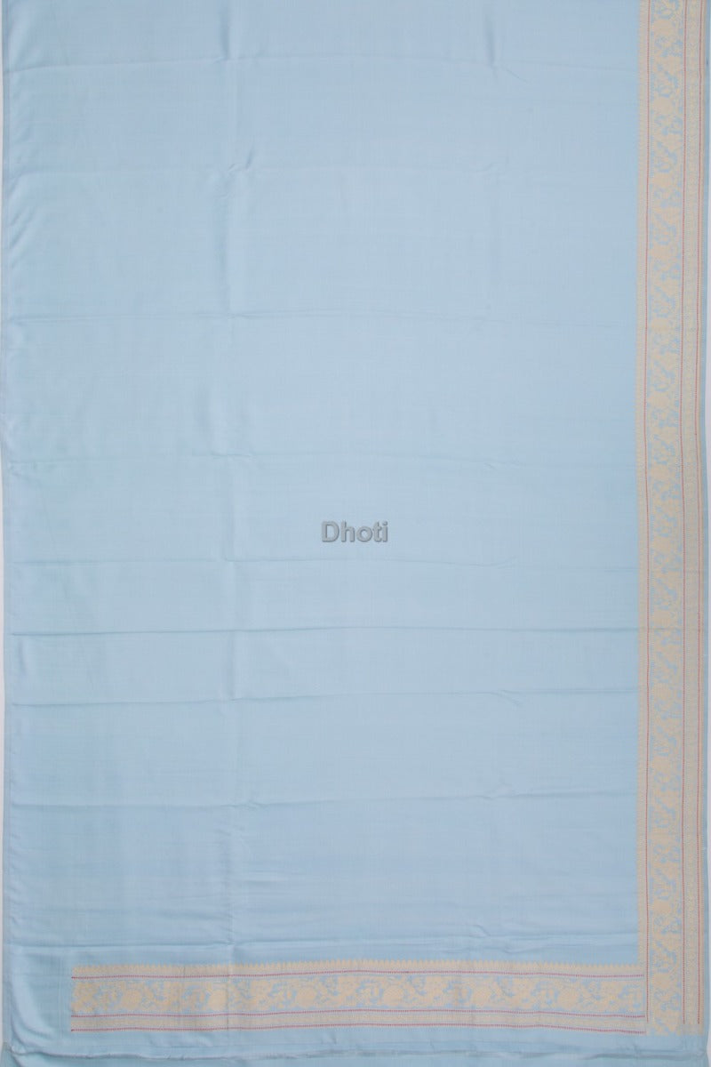 Banarasi Silk Plain Blue Dhoti With Kurta And Kanduva