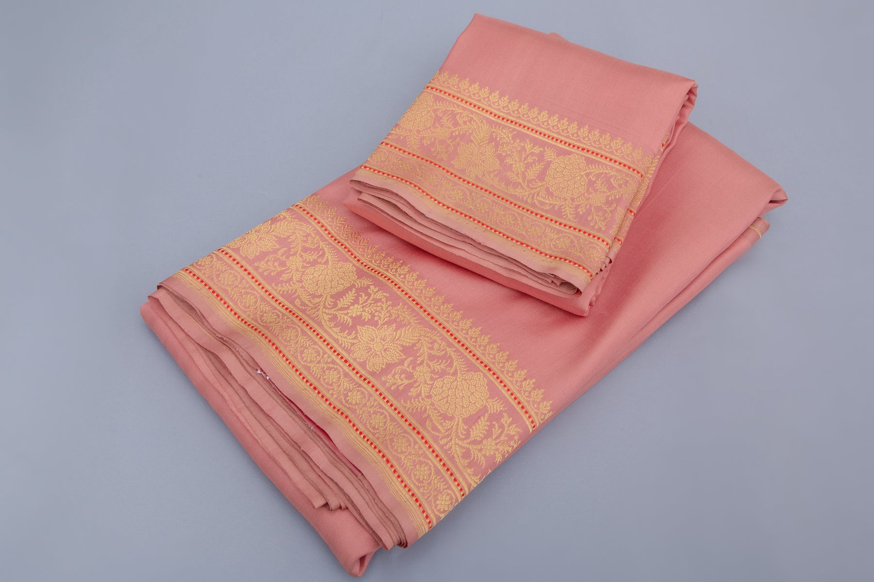 Banarasi Silk Plain Peach Dhoti With Kurta And Kanduva