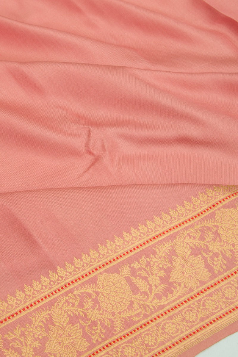 Banarasi Silk Plain Peach Dhoti With Kurta And Kanduva