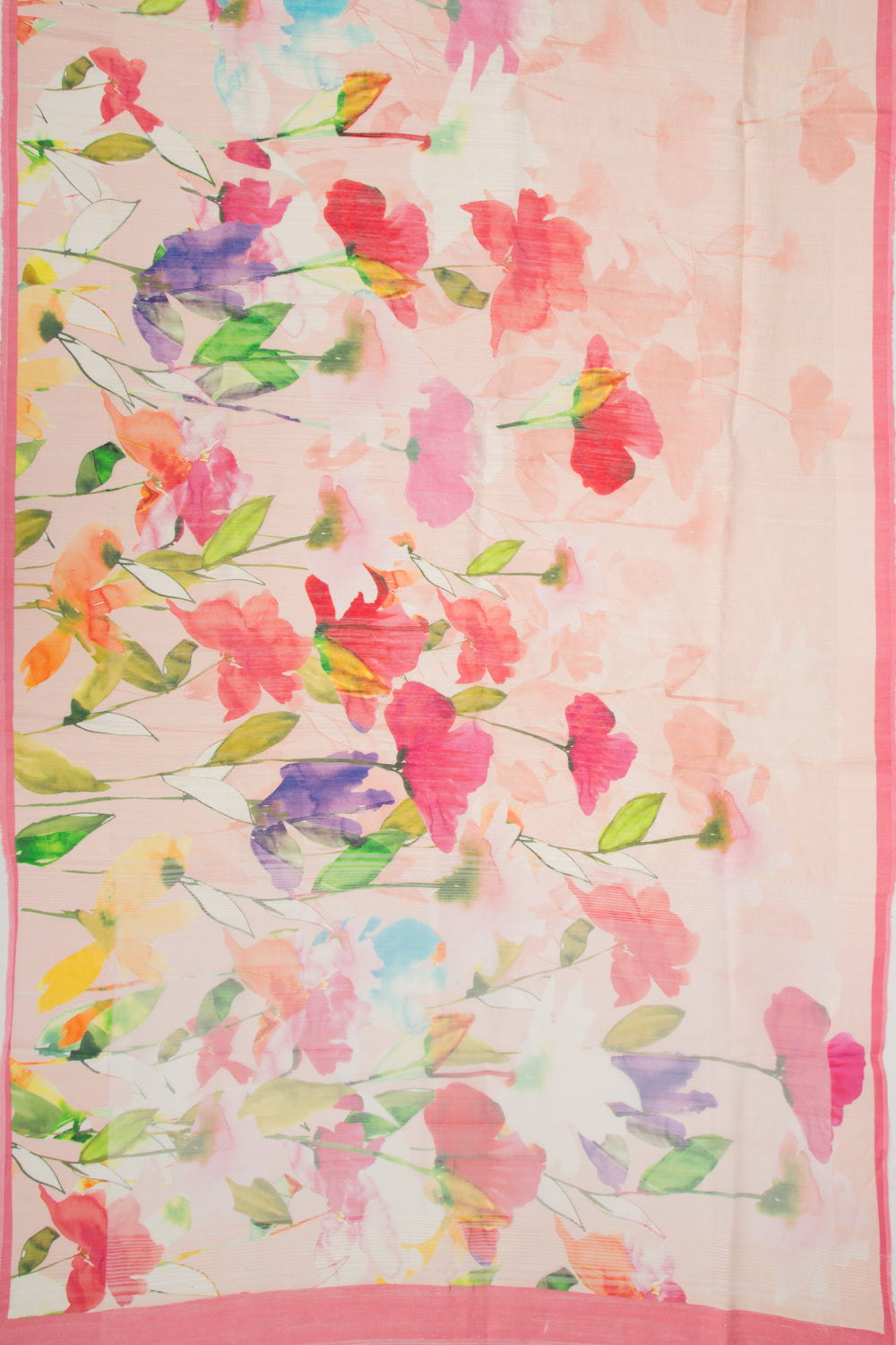 Matka Silk Floral Printed Pink Saree