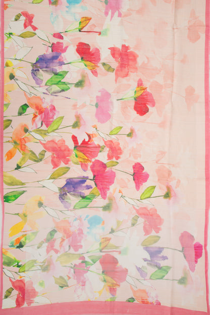 Matka Silk Floral Printed Pink Saree