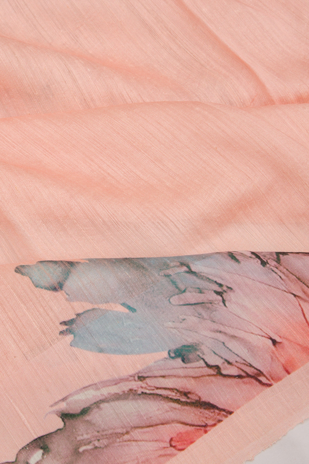 Matka Silk Floral Printed Peach Saree