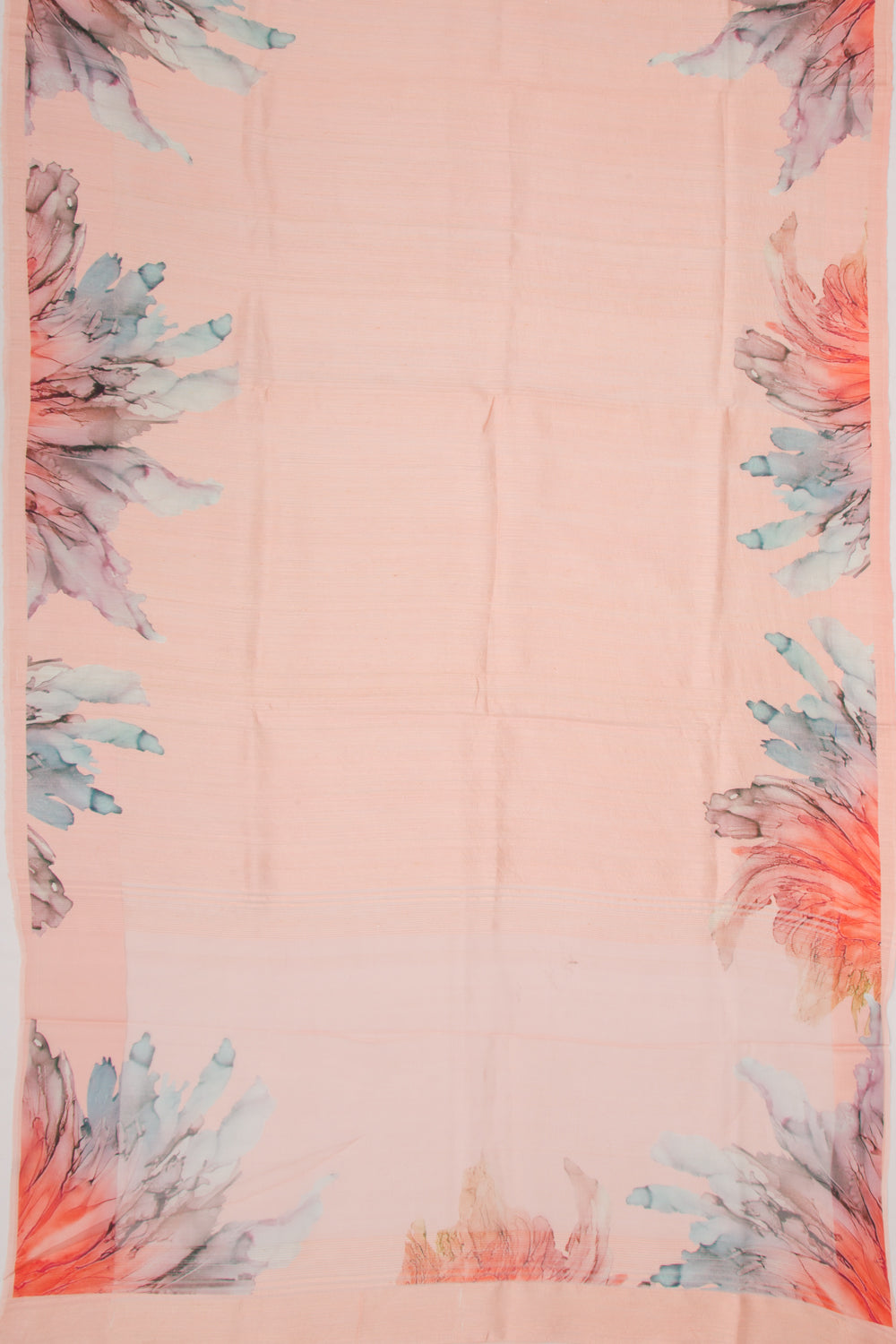 Matka Silk Floral Printed Peach Saree
