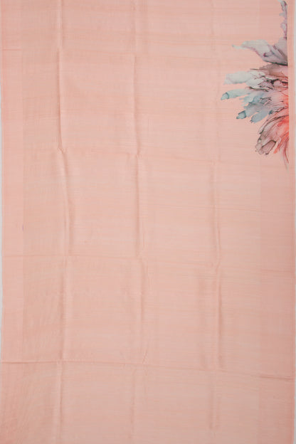 Matka Silk Floral Printed Peach Saree