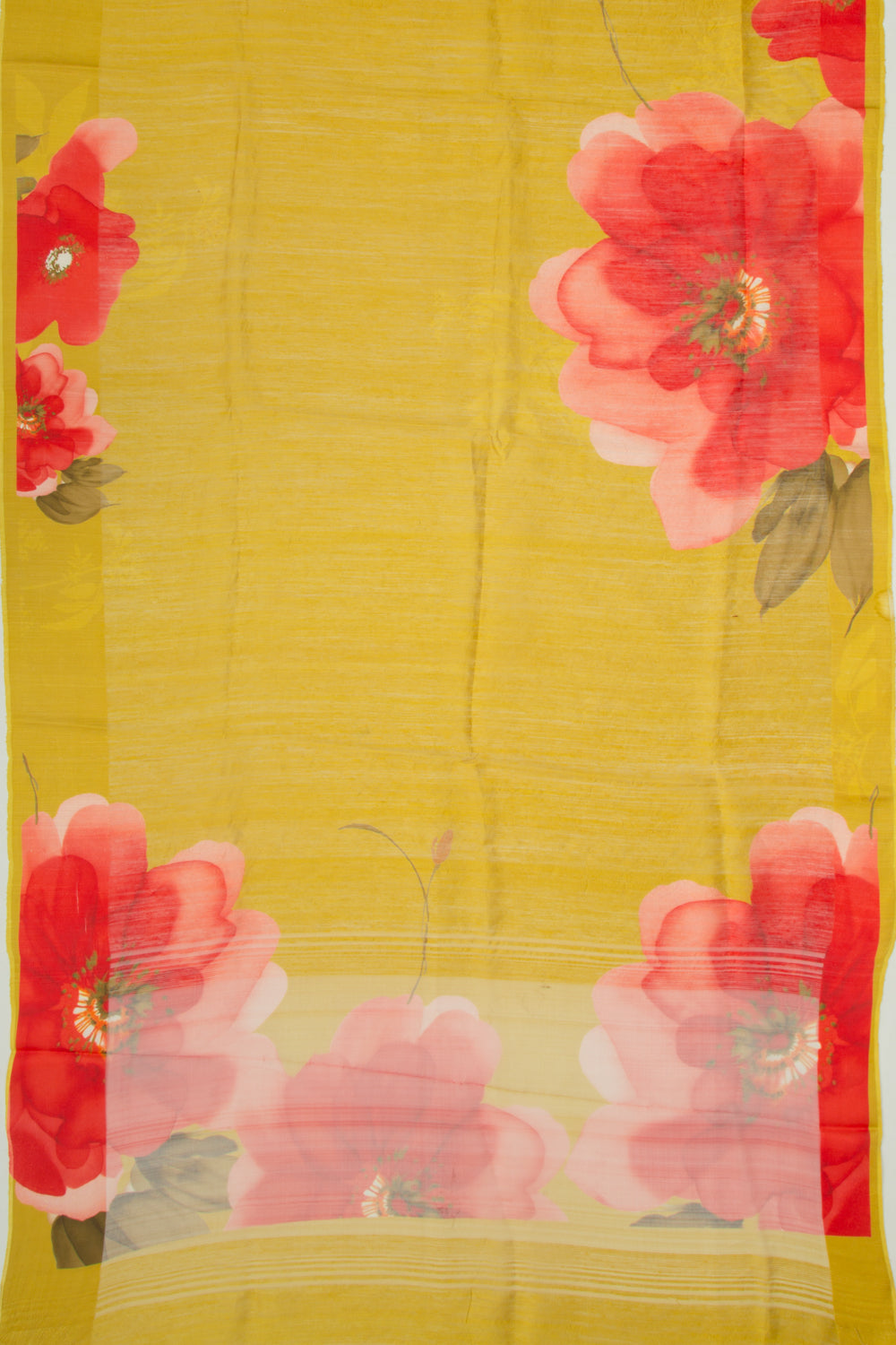 Matka Silk Floral Printed Mehendi Green Saree