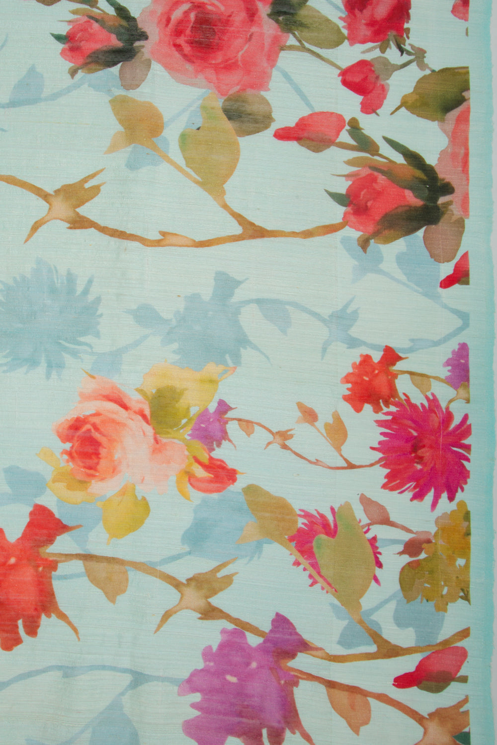 Matka Silk Floral Printed Sky Blue Saree