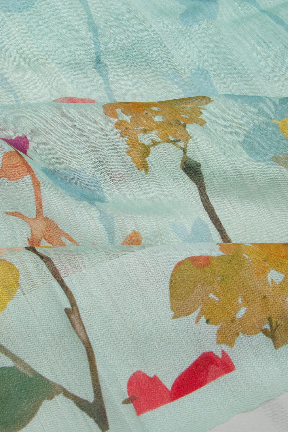Matka Silk Floral Printed Sky Blue Saree