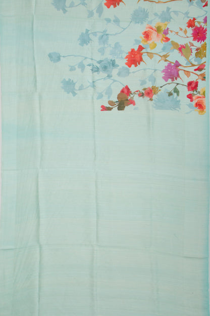 Matka Silk Floral Printed Sky Blue Saree