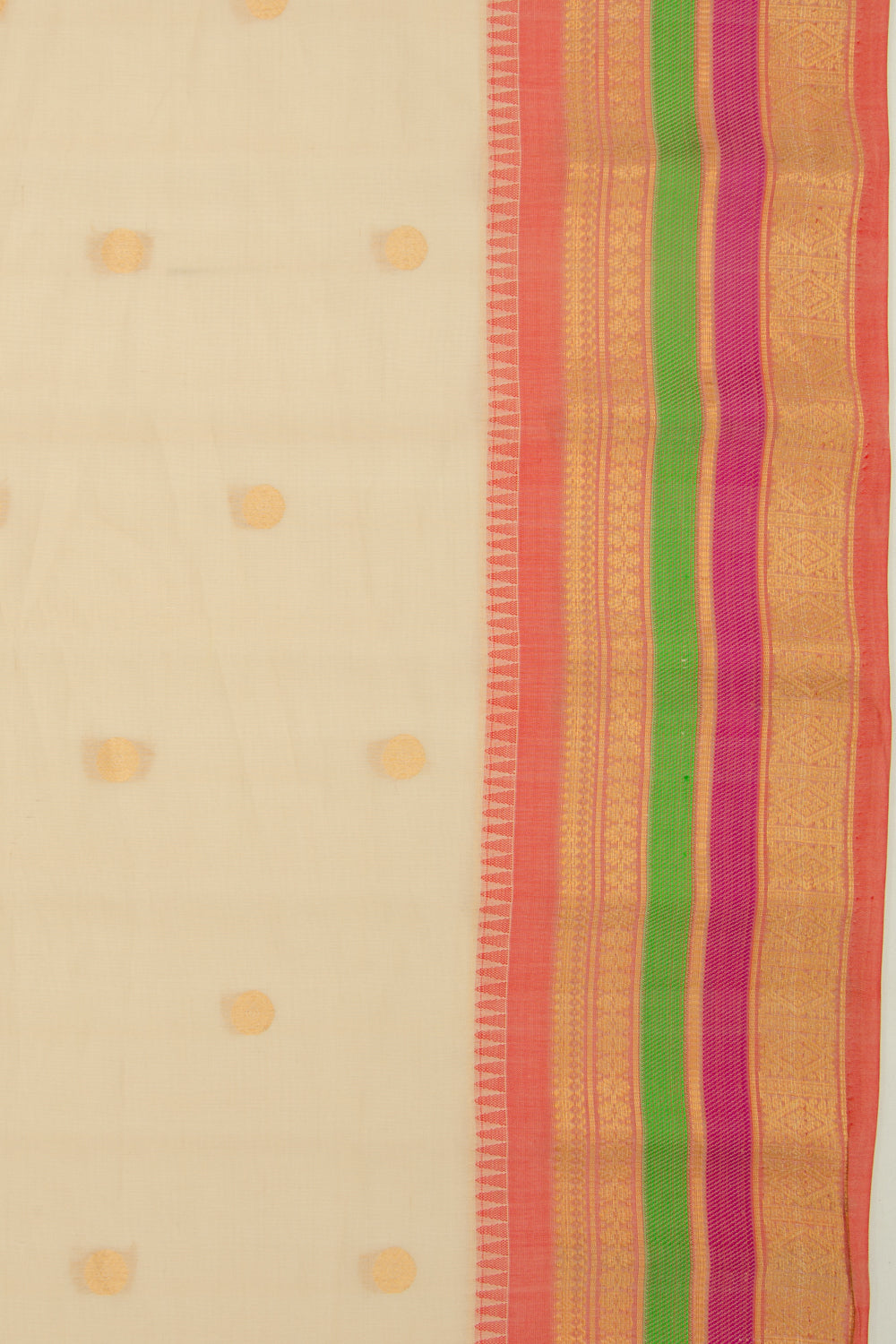 Gadwal Cotton Silk Butta Cream Saree