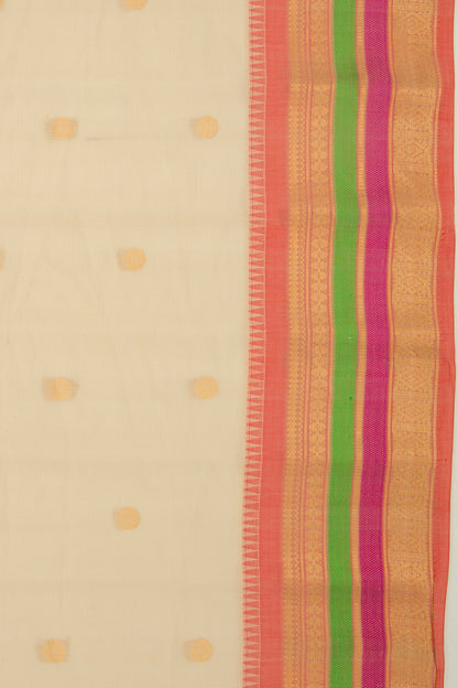 Gadwal Cotton Silk Butta Cream Saree