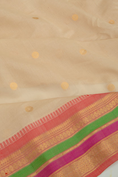 Gadwal Cotton Silk Butta Cream Saree