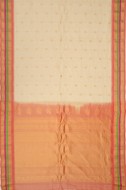 Gadwal Cotton Silk Butta Cream Saree