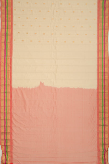 Gadwal Cotton Silk Butta Cream Saree