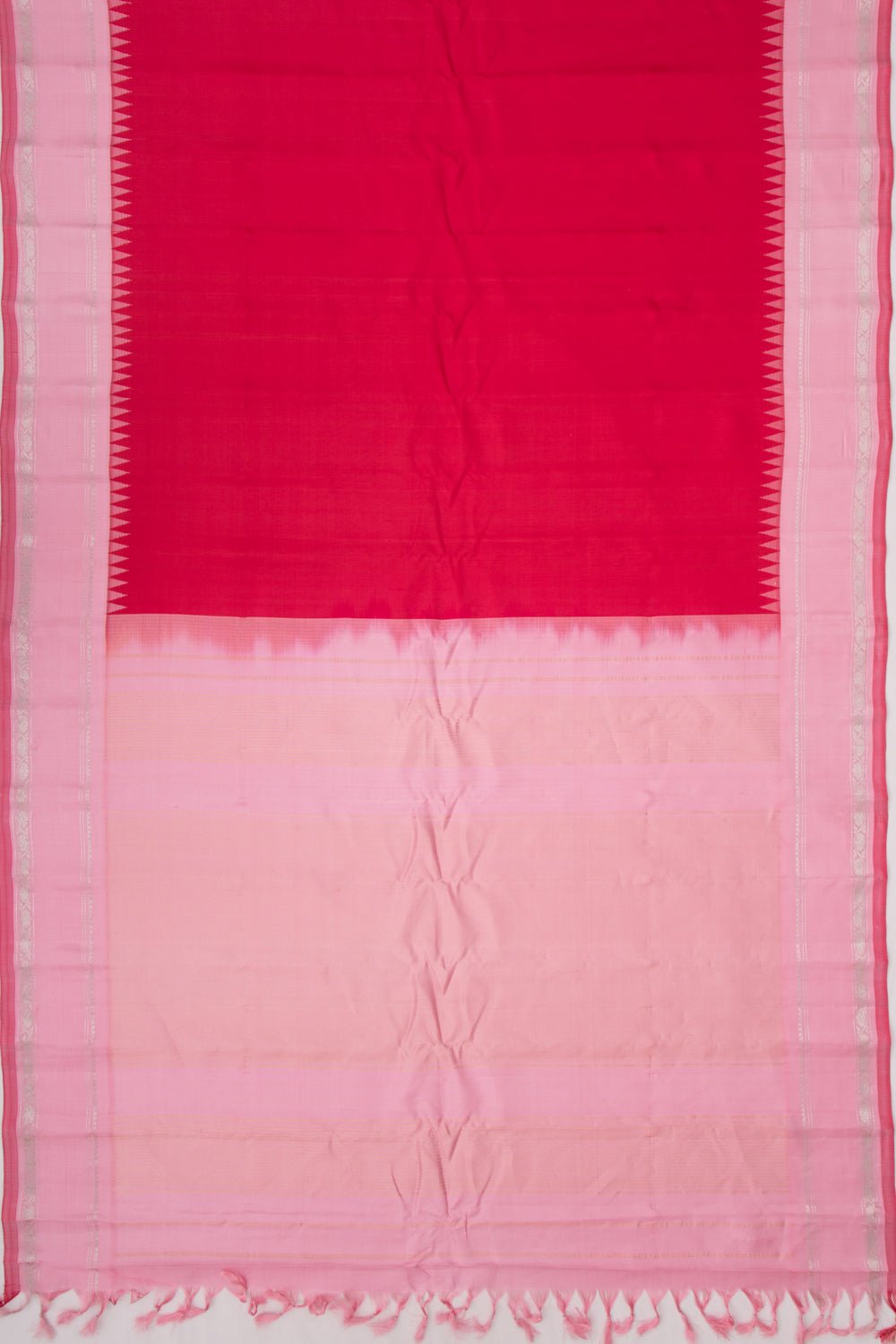 Gadwal Silk Plain Red Saree
