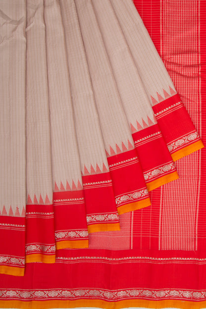 Gadwal Silk Checks Grey Saree
