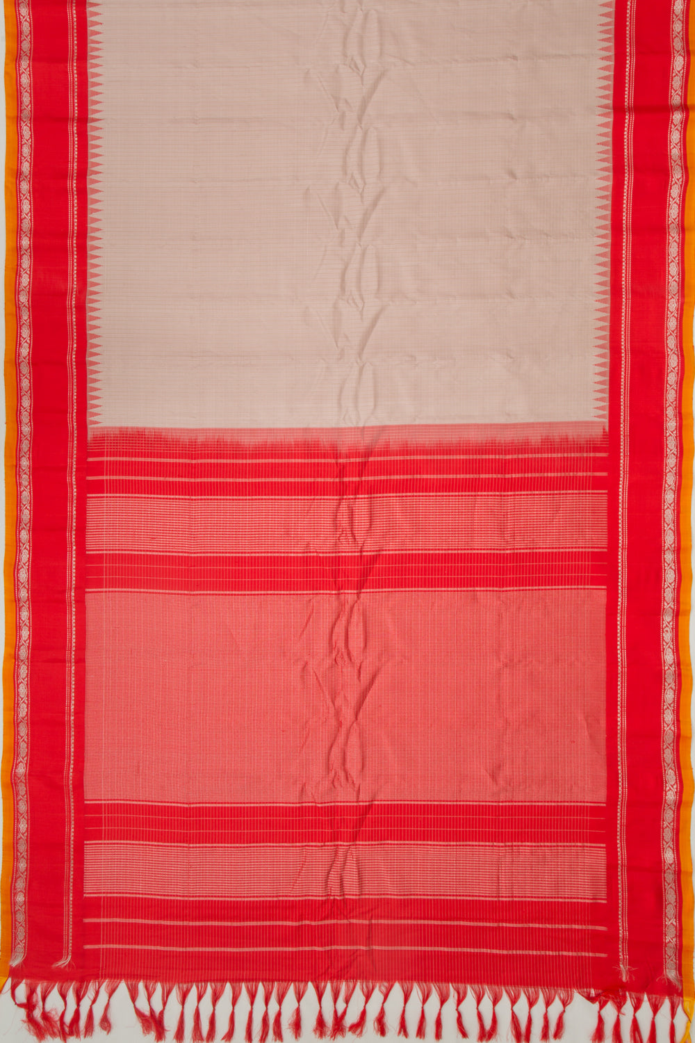 Gadwal Silk Checks Grey Saree