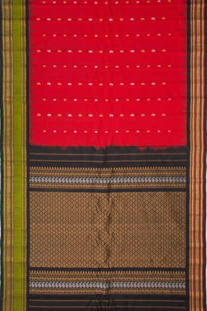 Gadwal Silk Checks And Butta Red Saree