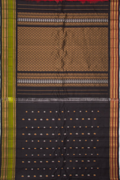 Gadwal Silk Checks And Butta Red Saree