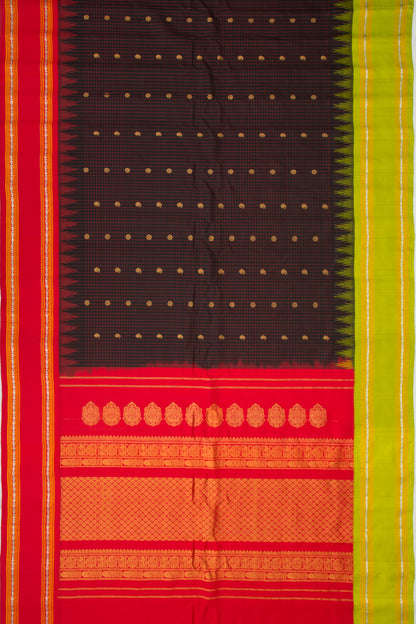 Gadwal Silk Checks And Butta Black Saree