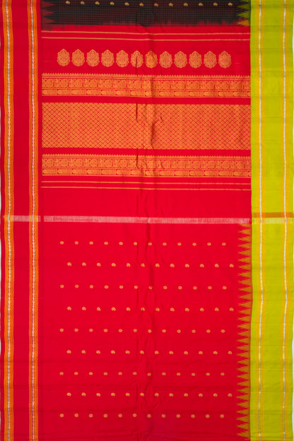 Gadwal Silk Checks And Butta Black Saree